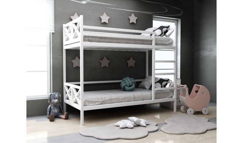 Дитяче дерев'яне двох'ярусне ліжко Хатіко без шухляд ТМ MegaOpt