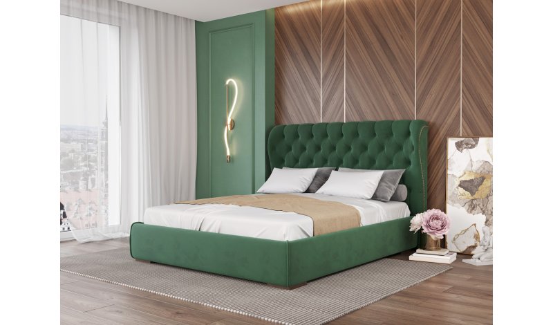 Кровать деревянная в мягкой оббивке Амстердам с подъемным механизмом ТМ Лев