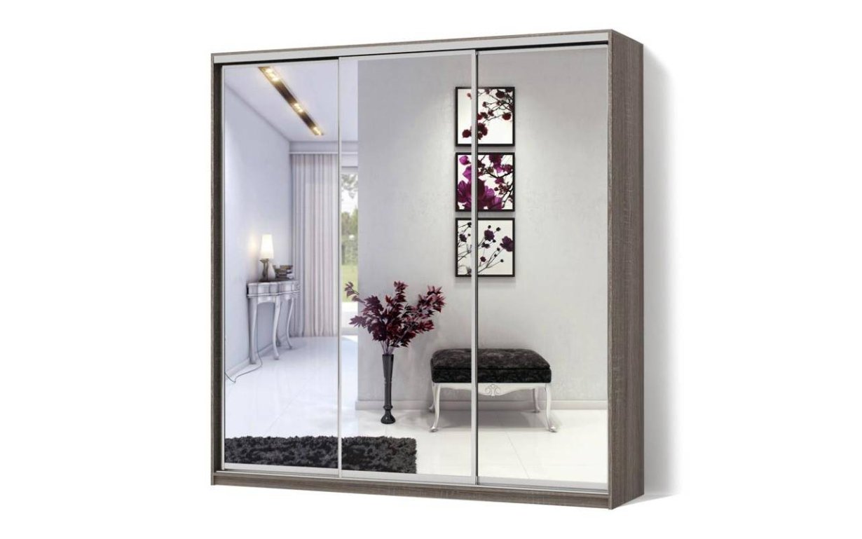 трехдверный шкаф купе с одним зеркалом