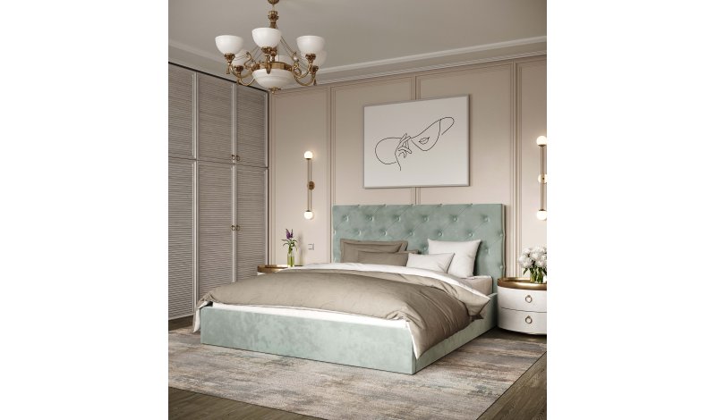 Кровать Двуспальная Велюр без механизма ТМ Viorina Deko